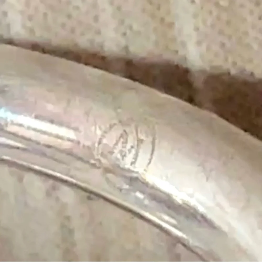Designer Signed M Sterling Silver Modernist Linked Dual Band Ring, Size 6